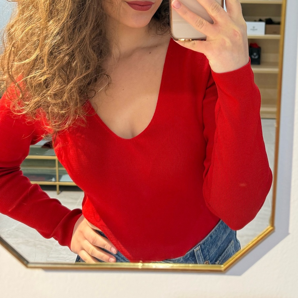 Koton Vibrant Red V-Neck Blouse